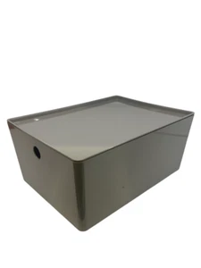 New IKEA KUGGIS Box w/ Lid Dark Gray-Beige 26x35x15cm (10 ¼x13 ¾x6 ") 895.824.91 - Picture 1 of 6