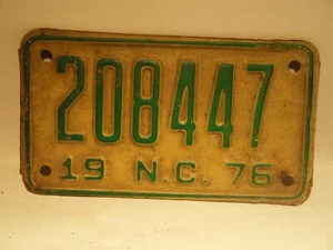 1976 North Carolina NC Motorcycle License Plate # 208447 - Picture 1 of 4