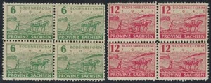 All. Bes. Sowj. Z. Provinz Sachsen 1945 ** postfrischer MiNr. 85;86 Viererblock - Bild 1 von 1