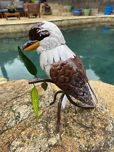 Metal Laughing Kookaburra on a branch garden art garden decor statue Australia - Picture 1 of 5