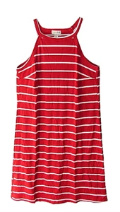 Maison Jules Size M Red and White Sleeveless Ribbed Striped Tank Dress - Picture 1 of 5