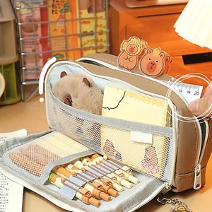 Capybara Pencil Case Pen Pouch Large Capacity Stationery Box Makeup Bag School - Picture 1 of 12