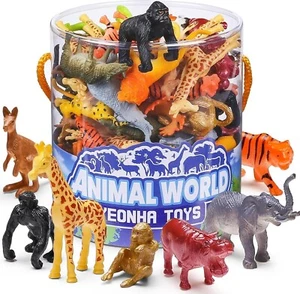60 Piece Mini Zoo Animal Toy with Gift Box, Realistic Small Plastic Animal Figur - Picture 1 of 5