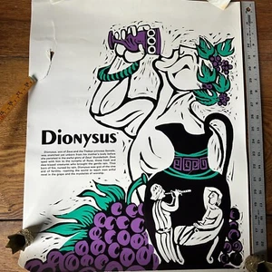 Vintage Dionysos 1972 Perfection Form Co. Griechisch Römische Mythologie seltenes Poster 17,5 - Bild 1 von 8