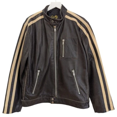 VTG Scully Leather Mens Charcoal Sanded Calf Cafe Racer Racing Biker Jacket Sz S - Image 1 of 4