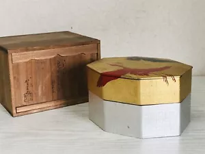Y3571 BOX Makie Süßwarenkran zweistufig verpackt Japan antik vintage - Bild 1 von 12