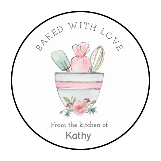 PARTYMOMMY Baked with Love From the Kitchen of Stickers Favors Labels Tags 1.5" (30) baking