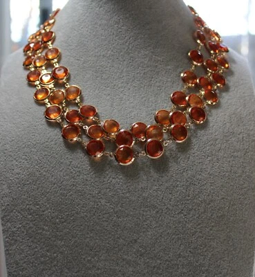Coldwater Creek Faceted  Bezel Crystal Multi strand Layered Necklace-Coral - Image 1 of 4
