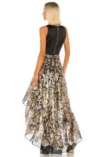 New Bronx And Banco Louise Black And Gold, High-low Sleeveless Gown Dress Size M