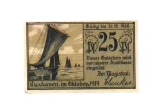 1919 Germany CUXHAVEN 25 Phennig Notgeld / Banknote  - Picture 1 of 2