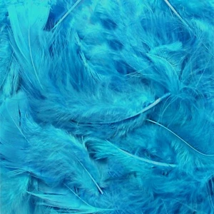TURQUOISE BLUE MARABOU FEATHERS 7.5cm-20cm Soft Fluffy Craft Solid Colour x50 - Picture 1 of 2
