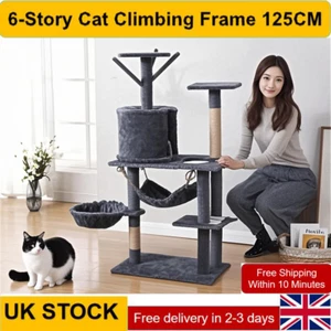 Cat Tree 87/125cm Cat Tower Scratching Post Climbing Tower for Indoor Cats House - Picture 1 of 17