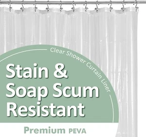 Premium PEVA Shower Curtain Liner with Rustproof Grommets and 3 Magnets - Picture 1 of 9