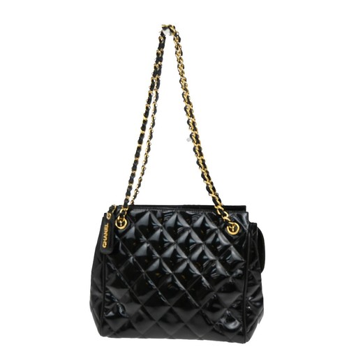 Borsa a tracolla CHANEL CC logo matelasse catena vernice pelle nera vintage 13RF413