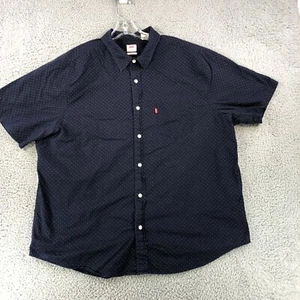 Levis Shirt Mens 2XL XXL Blue White Polka Dot Button Up Short Sleeve Casual - Picture 1 of 10