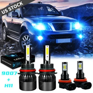 Combo Blue 9007 LED Headlight Fog Light Bulb Kit For Nissan Pathfinder 2005-2012 - Picture 1 of 10