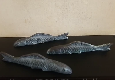 Lot~3 San Pacific San Francisco SPI Fish Bronze Green Verdigris Sculpture Art 7” - Image 1 of 4
