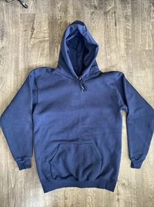 Vintage Ellesse Size Medium Navy Blue 90% Cotton/ 10% Polyester Blank Hoodie - Picture 1 of 6