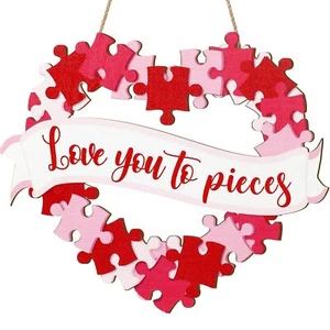 Happy Valentine's Day Door Sign Valentines Day Door Sign Decorations Heart Sh... - Picture 1 of 7