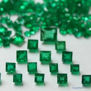 Natural Emerald Square, Green Zambian Emerald, Deep Green, 1mm to 3mm, #888 - Picture 1 of 9