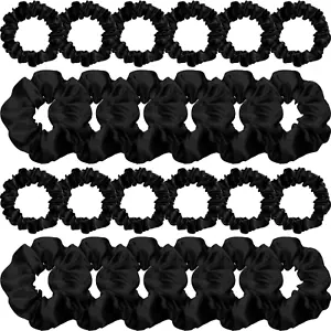 24 Pieces Satin Hair Scrunchies Silky Elastic Hair Bands Skinny Solid Hair Ties - Picture 1 of 8