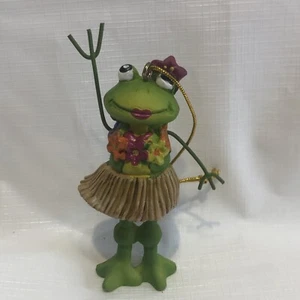 Hawaiian Frog Girl Hula Ballerina Skirt Tutu Christmas Ornament Dancing - Picture 1 of 3