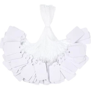 500 Pcs Jewerly Tags with Strings White Price Tags Hanging String Marking Tags - Picture 1 of 7