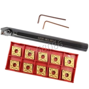 Soporte de herramienta de giro de torno S20R-MCLNR12 barra perforadora 20 × 200 mm + 10 piezas insertos CNMG120408 - Imagen 1 de 6
