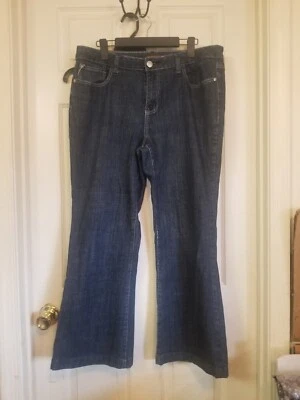 Pantalones de mezclilla Zd para mujer talla 18 azul oscuro pierna ancha bolsillos brillantes usados en excelente estado Foto 1 de 4