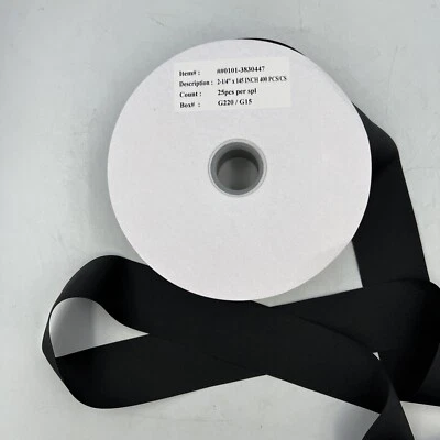 2 1/4” Spool of 100 Yards Black Polyester Grosgrain Ribbon - 145” Cut Sections - Image 1 of 2
