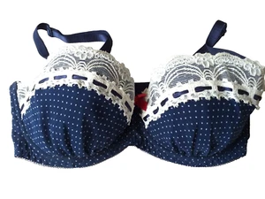 Knickerbox UK 32DD Navy Mix Bügel gepolstert Spitzenbesatz gepunktet Balconette BH - Bild 1 von 3