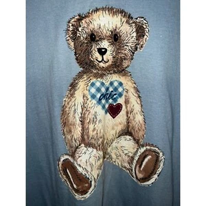Vintage Chic Womens 2X Shirt Top Teddy Bear Grandmacore Dusty Blue T-Shirt - Picture 1 of 5