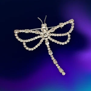 Vintage Libelle Brosche Anstecknadel Strass kühne dramatische Aussage 2,75" x 2,75" - Bild 1 von 5