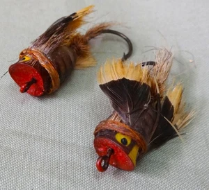 Pair of Heddon 1930's Vintage Fly Fishing Lures, One is Marked - Picture 1 of 4