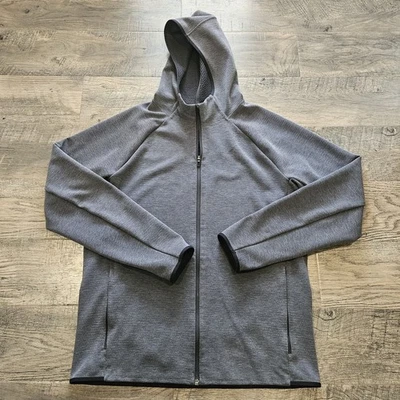 Chaqueta Lululemon Para Hombre Grande Gris Rejilla Polar Cremallera Completa Sudadera con Capucha Elastizada Foto 1 de 4
