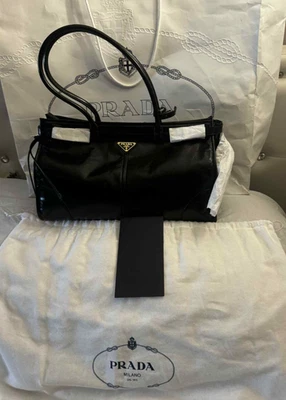 PRADA Bonnie Large Black Leather Bag New with Dust bag Extra Handle - Image 1 of 4