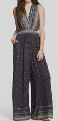 Комбинезон с бретелью через шею Free People Shayla черный без рукавов размер S широкая пуговица спереди - Изображение 1 из 4