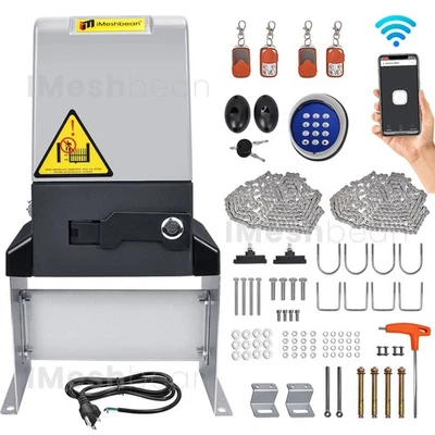 IMESHBEAN 4400LBS Sliding Gate Opener Motor Kit APP Wireless Control 4 Remote & 20ft Chain
