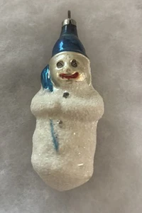 Antiker deutscher Glas Weihnachtsschmuck, Schneemann 3,5 Zoll - Bild 1 von 6