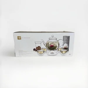 Teabloom Celebration Blooming Tea Set – Glass Teapot, Warmer, 4 Cups, New - Picture 1 of 10