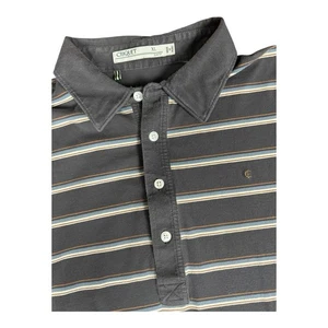 Criquet Golf Mens Gray Striped Slim Fit Short Sleeve Polo Shirt Size XL Button - Picture 1 of 10