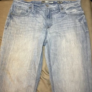 Jeans uomo denim lavaggio leggero gamba dritta BKE fibbia seth taglia 40Lx32 - Foto 1 di 10