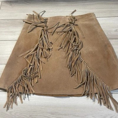 Katch Me Western Vintage Leather Skirt Junior Women Medium Fringe - Image 1 of 4