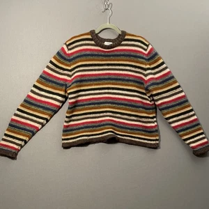 Suéter Vintage Weathervane Multicolor Acanalado 100% Lana Shetland Talla L Rayas - Imagen 1 de 8