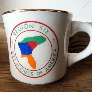 Boy Scouts Of America Ceramic Mug Cup BSA Region 6 Red Circle 4 States - Picture 1 of 8