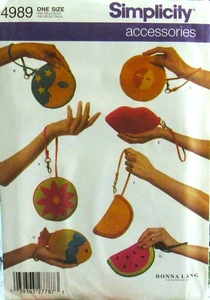 Simplicity Accessories 4989 WRIST BAGS Purse Clutch Pouch Fun Gift! Pattern UNCT - Picture 1 of 2