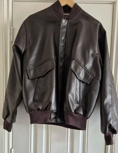VTG Small Londra Parigi Italy 46" S Chocolate Brown Faux Leather Jacket Small - Picture 1 of 9