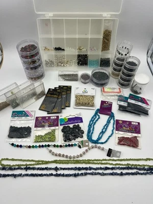 3lb Lot of Glass/Stone Beads & Organizer for Crafting & Jewelry Making - Image 1 of 4