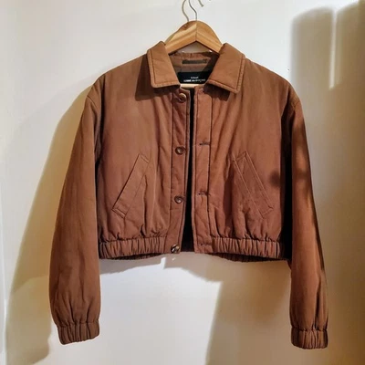 Винтажный AD1990 Tricot Comme Des Garsons желтовато-коричневый с подкладкой 100% хлопок укороченный куртка маленький - Изображение 1 из 4
