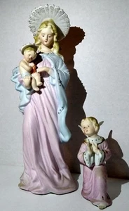 VTG Madonna Child Jesus 1950s Wales Statue Blessed Mother 10” Figurine & Angel - Picture 1 of 18
